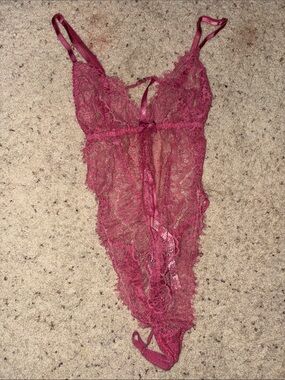 Victoria's Secret Rose Pink Lace Sheer Teddy